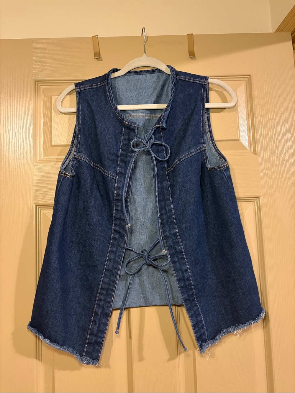 Denim Sleeveless Tie-Front Vest